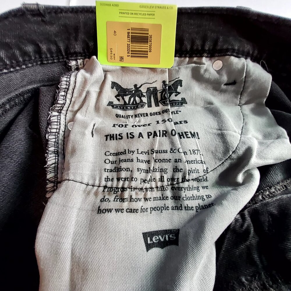 Levis 412 Slim Stretch Black Denim Shorts 9" Inseam Eco Performance Mens Size 40 - Picture 9 of 15